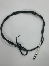 5k NTC Waterproof Temperature Sensor - Industrial Grade - black two-wire cable with a silver metallic probe tip labeled 5K, coiled on a white background.