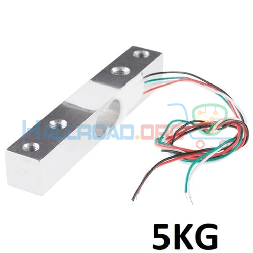 5kg Range Aluminum Weighing Sensor Load Cell Sensor Yzc-133 - a rectangular silver metal bar with four screw holes and a bundle of four colored wires.