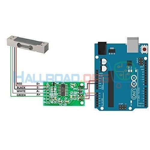 5kg Range Aluminum Weighing Sensor Load Cell Sensor Yzc-133 - shown in a wiring diagram connected to an HX711 module and an Arduino Uno board.