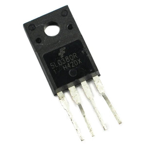 5L0380R IC - a black four-pin electronic component with a mounting hole, shown from a top-down angle against a white background.
