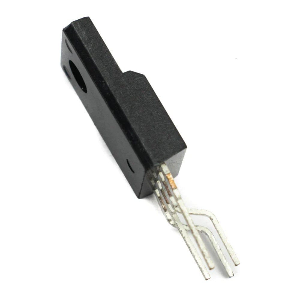 5L0380R IC - a black electronic integrated circuit component with a mounting hole and four metal pins extending from its base.