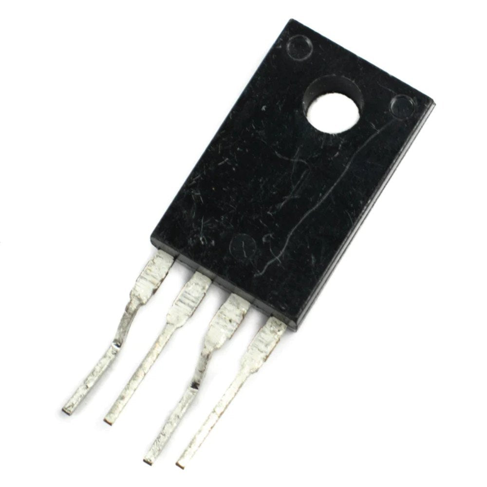 5L0380R IC - a black rectangular electronic component with four metal pins extending from the bottom and a circular mounting hole at the top.