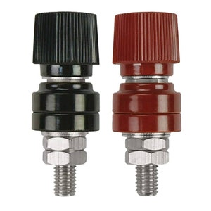 5mm Battery Terminal Stud Remote Battery Binding Post Power Junction Connector Terminal Kit 1 Pair Black + Red - one black and one red threaded metal post.