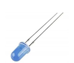 5mm Blue LED Light Emitting Diode - a single blue, dome-shaped LED component with two long metal leads extending from the base.