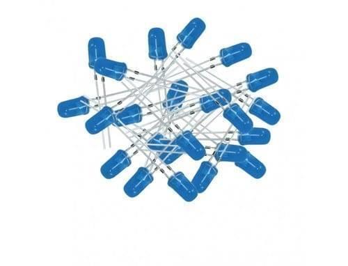 5mm Blue LED Light Emitting Diode - shown as a cluster of multiple blue, round-top LED components with metallic leads extending from their bases.