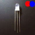 5mm Diffused Blue And Red Common Cathode 3 Pin Round 5mm LED Light-emitting Diode - a single clear-bodied LED with three metal pins against a dark background.