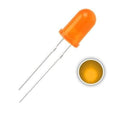 5mm Orange LED Lights - shown as a single orange-colored light-emitting diode with two metal pins and a circular close-up view of its top.