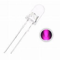 5mm Pink Ultra Bright LED - a clear, dome-shaped light-emitting diode with two metal pins and a circular icon displaying a glowing pink light.
