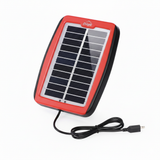 5V 1.3W Solar Panel - Portable Solar Charger For DIY Projects - a rectangular red and black solar panel with an attached black power cable and connector.