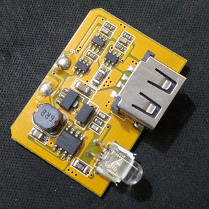 5V 1A Power Bank Charger Step Up Boost Charging Circuit Module - a yellow rectangular circuit board with a USB port, an inductor, and an LED indicator.