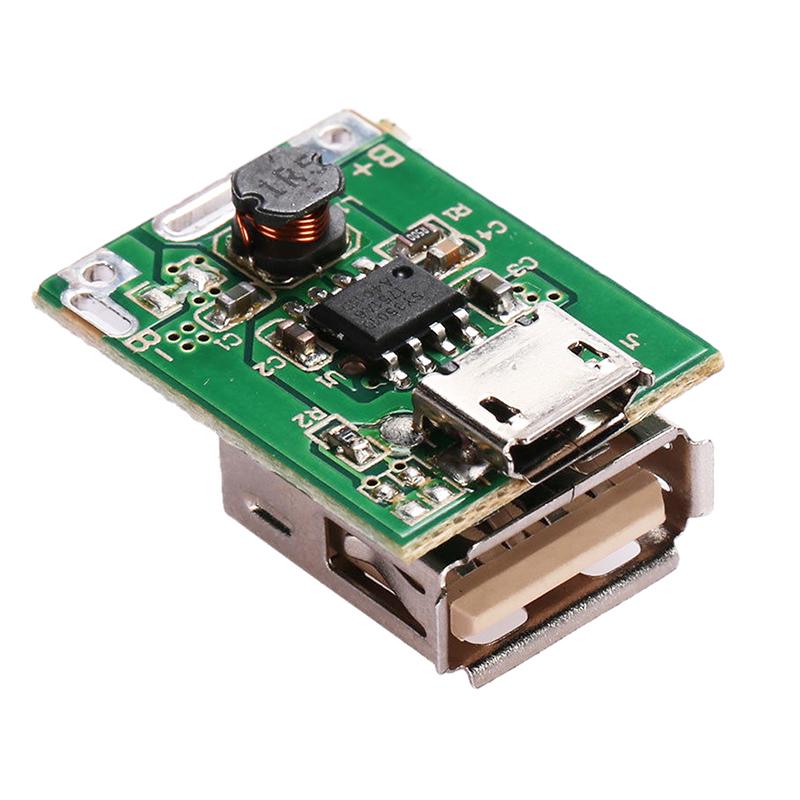 5V 1A Power Bank Charger Step Up Boost Charging Circuit Module Lithium Battery DIY Power Bank Module - a green circuit board with a micro USB port and a USB-A output port.
