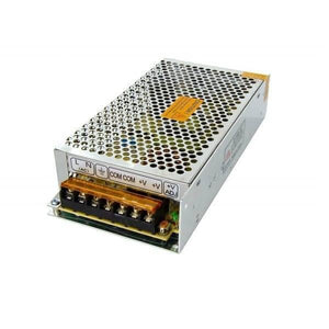 5V 30A 150W AC DC Switching Power Supply For LED Lighting LED Strip Cctv - a silver rectangular metal unit with a perforated top, terminal block ports, and an adjustable voltage knob.