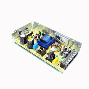 5V 30A 150W AC DC Switching Power Supply For LED Lighting LED Strip Cctv - a rectangular circuit board with a metal frame, yellow PCB, capacitors, a transformer, and a terminal block.