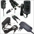 5V 3A Power Supply AC/DC Adapter Refurbished - a collection of black AC/DC power adapters and various DC barrel connector cables shown from multiple angles.