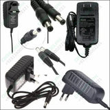 5V 3A Power Supply AC/DC Adapter Refurbished - a collection of black AC/DC power adapters and various DC barrel connector cables shown from multiple angles.