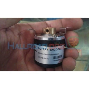 5V Hollow Shaft 1000PPR Rotary Incremental Encoder - the cylindrical black body with a label and a metallic top shaft mount.