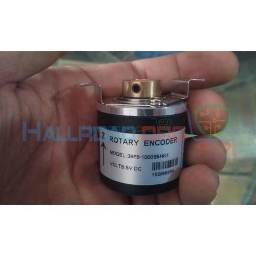 5V Hollow Shaft 1000PPR Rotary Incremental Encoder - the cylindrical black body with a label and a metallic top shaft mount.