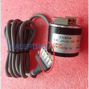 5V Hollow Shaft 1000PPR Rotary Incremental Encoder - the black cylindrical sensor body, attached grey cable, and a white five-pin connector.