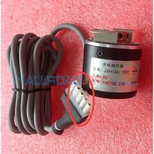 5V Hollow Shaft 1000PPR Rotary Incremental Encoder - the black cylindrical sensor body, attached grey cable, and a white five-pin connector.