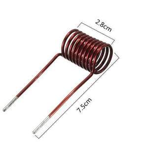 5V To 12V 120W Mini Zvs Induction Heating Power Supply Module With Coil - a copper-colored induction heating coil with 2.8cm and 7.5cm dimensions.