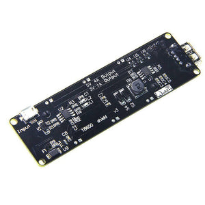 5V UPS 18650 Battery Charging Shield Arduino Battery Shield Nodemcu Battery Shield - a black rectangular circuit board with a micro-USB input port, a USB output port, and various electronic components.