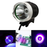 5V USB UV Glue Lamp LED Ultraviolet Green Oil Curing Purple Light - the black and silver lamp head, a power cable, and its purple light emission.