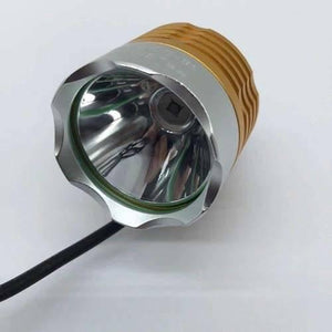 5V USB UV Glue Lamp LED Ultraviolet Green Oil Curing Purple Light - a gold-coloured cylindrical lamp head with a silver bezel and a black power cord.