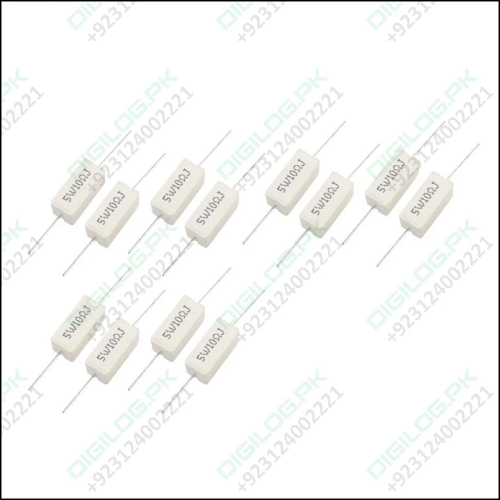 5w 10 Ohm J( + /-5% ) Ceramic Cement Power Resistor White