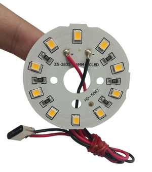 5W 44mm 10 LEDS Warm White SMD LED Strip With Type C Connector - a circular white LED board with ten SMD LEDs, red and black wires, and a Type-C port.