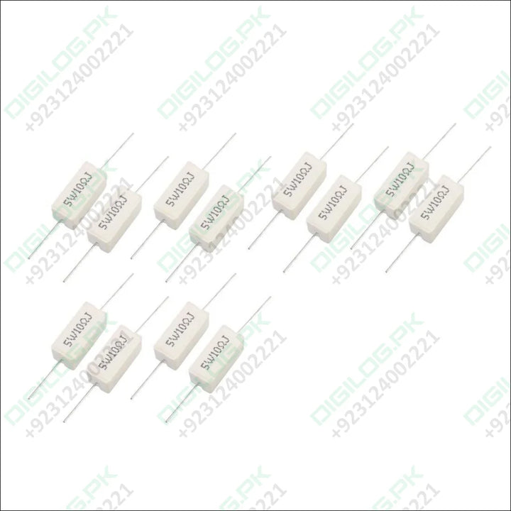 5w 10 Ohm J( + /-5% ) Ceramic Cement Power Resistor White