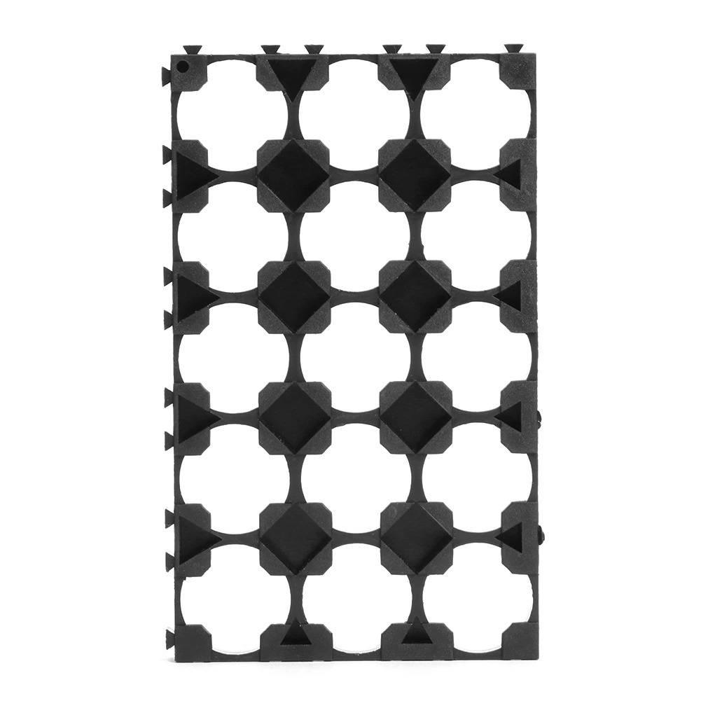 5x3 15 Cell 18650 Battery Spacer Radiating Holder Bracket With Lock For Electric Car Bike - a black plastic rectangular grid with 15 circular battery slots and interlocking edges.