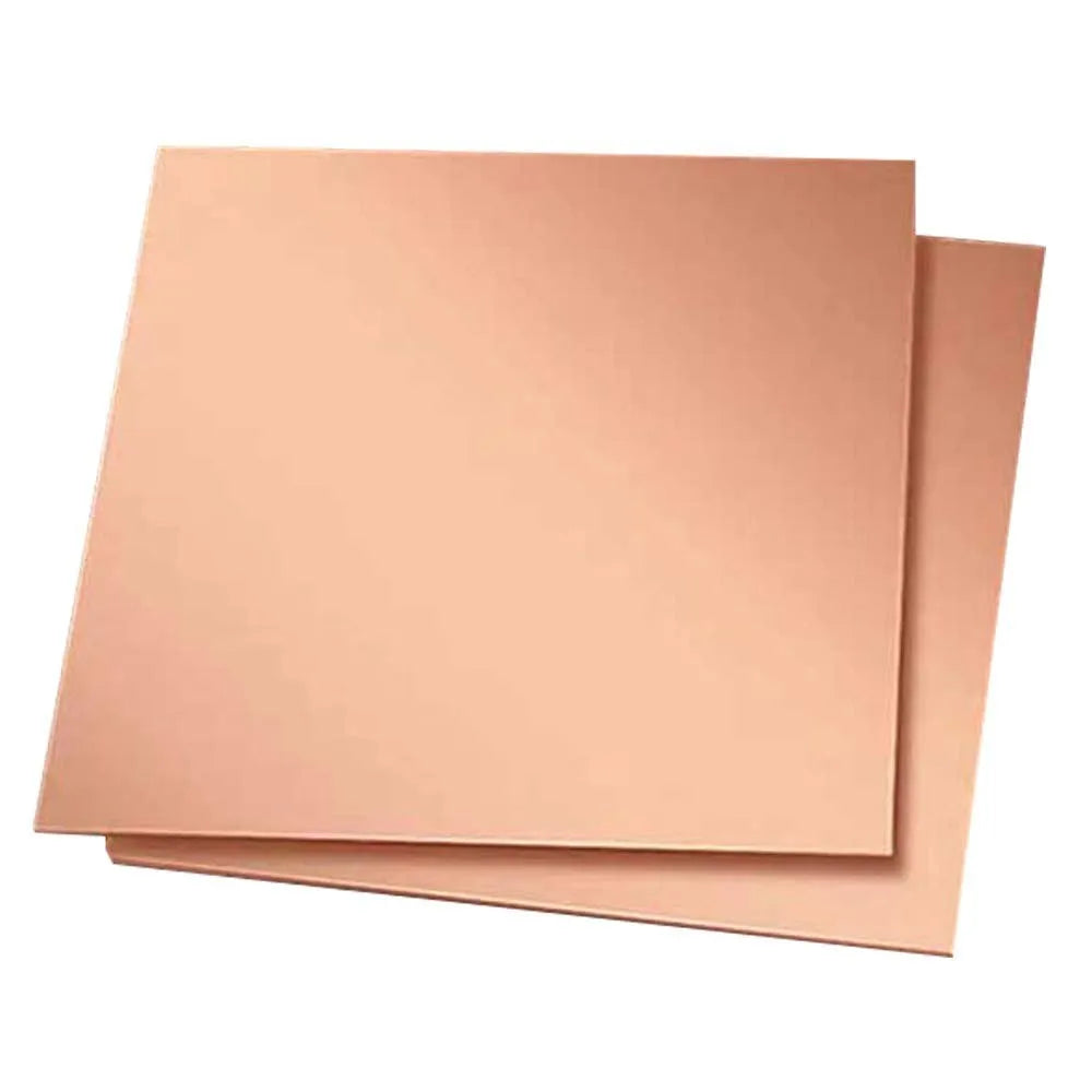 6×6 Inch Double Sided Copper Clad Blank PCB Board Fiber Glass - shown as two square, flat, copper-colored sheets stacked slightly offset.