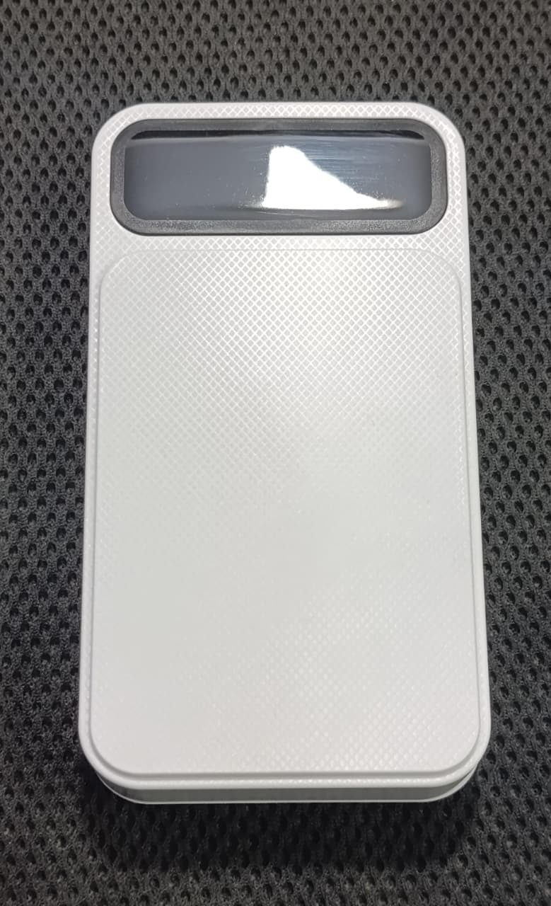 6 Cell Power Bank Battery Case 18650 X Battery Charger Box - a white, rectangular plastic enclosure featuring a dark-tinted display window at the top.