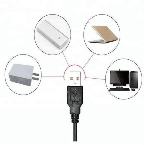 6 Inch 15cm Selfie LED Ring Light Without Stand For Tiktok Video Live Camera Makeup - a black USB cable connector branching to icons of a power adapter, power bank, laptop, and computer.