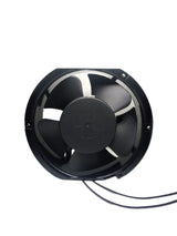 6 Inches 220V Exhaust Fan - shown as a black, circular ventilation fan with four blades and two black power wires extending from the bottom.