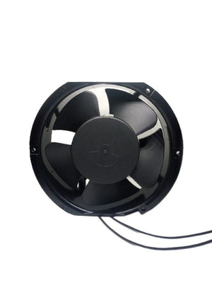 6 Inches 220V Exhaust Fan - shown as a black, circular ventilation fan with four blades and two black power wires extending from the bottom.