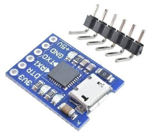 6 Pin CP2102 Micro USB To UART TTL Module Programmer - shown as a blue circuit board with a micro USB port and a separate 6-pin right-angle header.