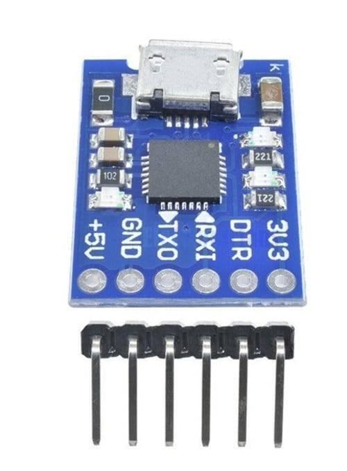6 Pin CP2102 Micro USB To UART TTL Module Programmer - a blue circuit board with a micro USB port and a separate 6-pin header strip.