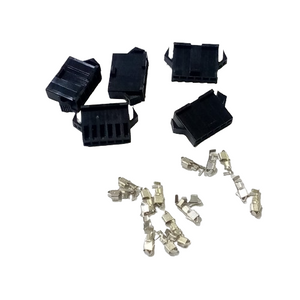 6 Pin Crimp Terminal Connector 2.5mm - shown as a set of four black plastic connector housings and several loose metal crimp terminals.