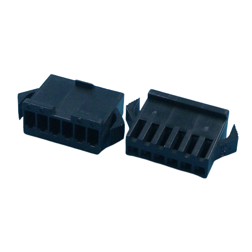 6 Pin Crimp Terminal Connector 2.5mm - two black plastic six-pin female connector housings with side locking tabs.