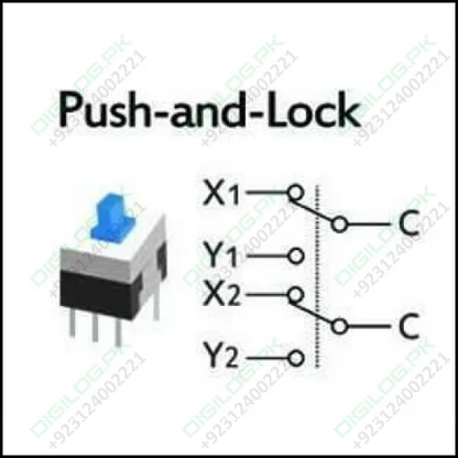 6 Pin Push Lock Button 7x7 Pcb Mount Dpdt Switch