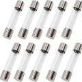 6 X 30mm 0.5A Fast-Blow Fuse 0.5 Amp 250V F0.5al Glass Fuse - ten cylindrical glass fuses with silver metal end caps arranged in two rows of five against a white background.