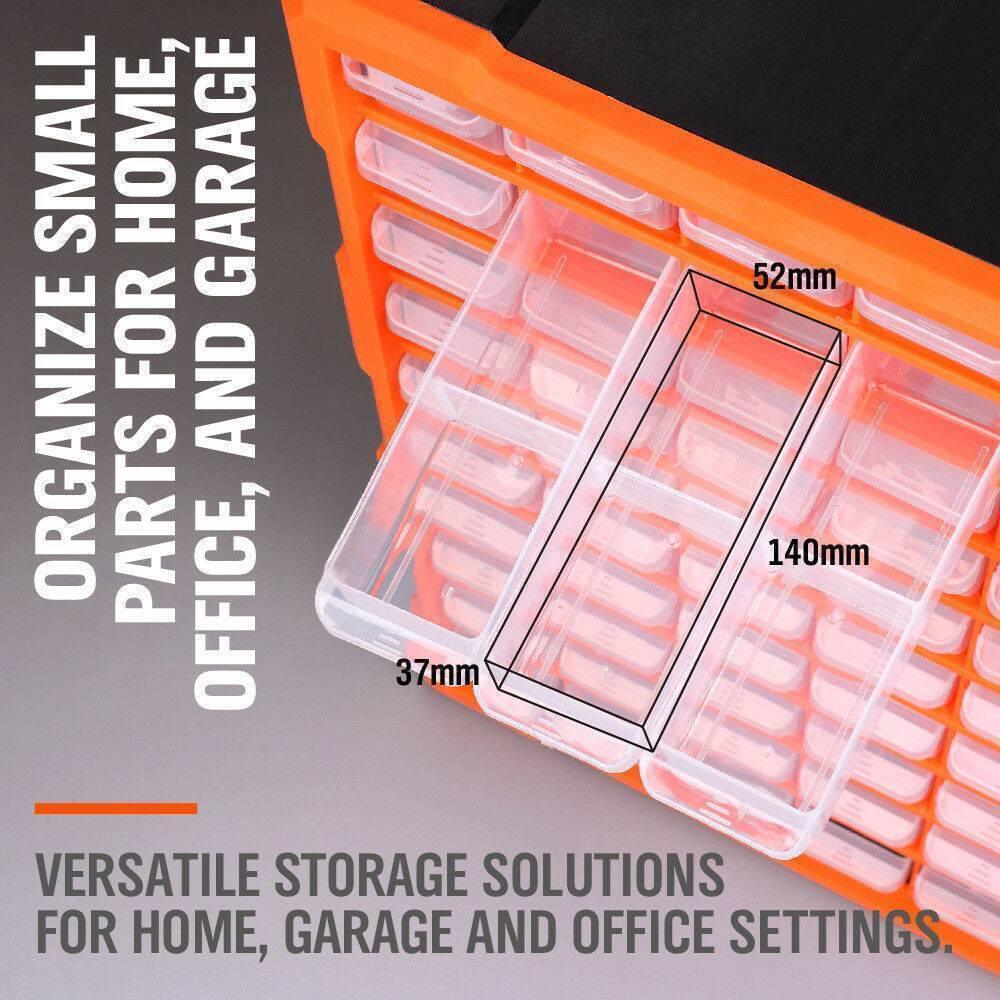 60 Drawer Plastic Component Storage Tools Box Makeup Jewelry Medicine Stationery Organizer - a close-up of a single drawer with its dimensions in millimeters labeled on the image.