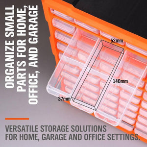 60 Drawer Plastic Component Storage Tools Box Makeup Jewelry Medicine Stationery Organizer - a close-up of a single drawer with its dimensions in millimeters labeled on the image.