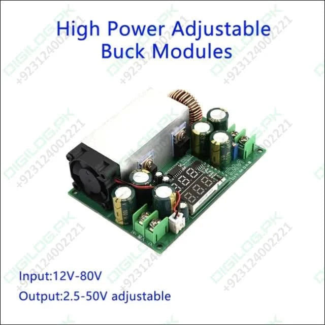 600W DC DC Step Down Power Supply Module with Fan 12V 80V | Adjustable Output 2.5V 50Vg