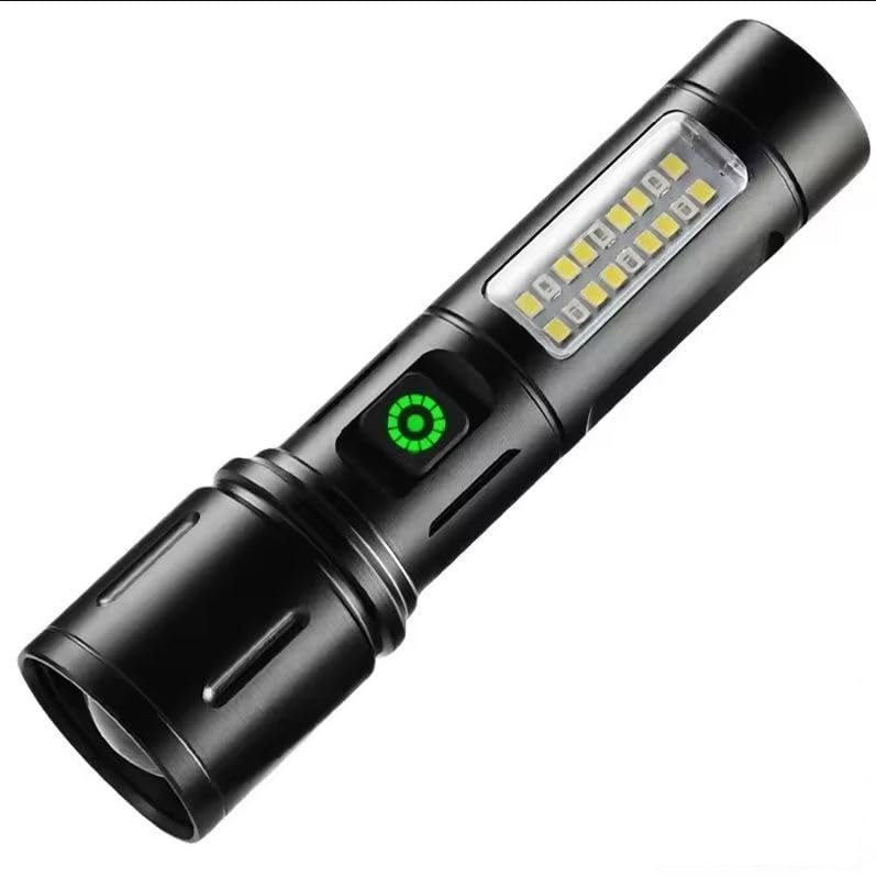 Handheld Rechargeable Emergency Torch Flashlight With Zoom  Universal Flashlight Dust Protection Type-c Charging