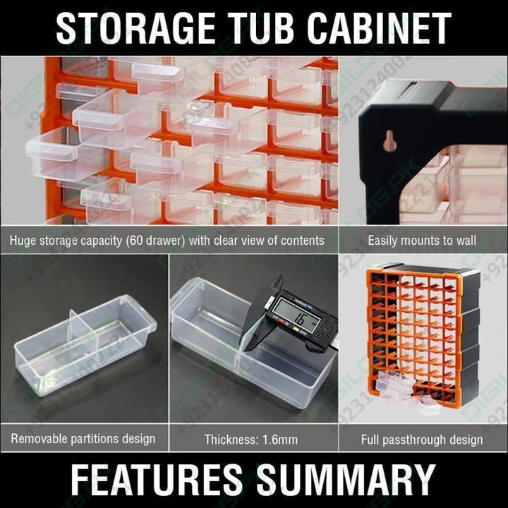 60 Drawer Plastic Component Storage Tools Box Makeup