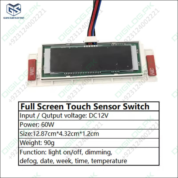 60W 12V LCD Display Time Temperature Date Touch Inductor Defogger Touch Sensor Switch for Bathroom Smart Mirror