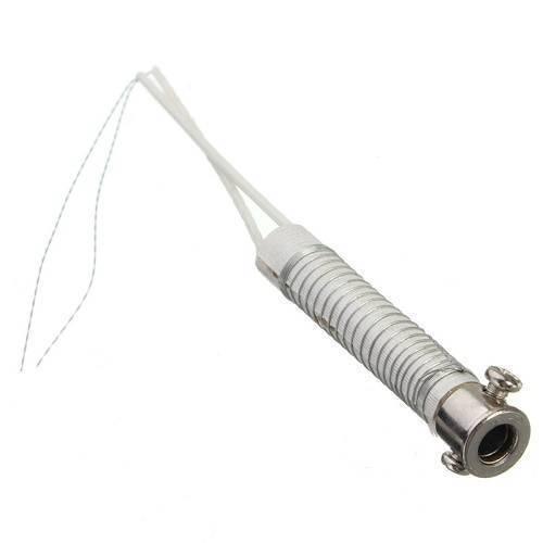 60W Soldering Iron Element - a cylindrical white ceramic heating core with a coiled metal wire and two white insulated wires extending from one end.