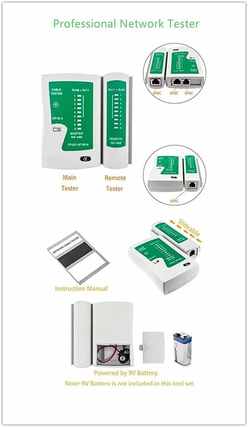 Network Cable Tester Master Bs 468 Rj45 Rj11